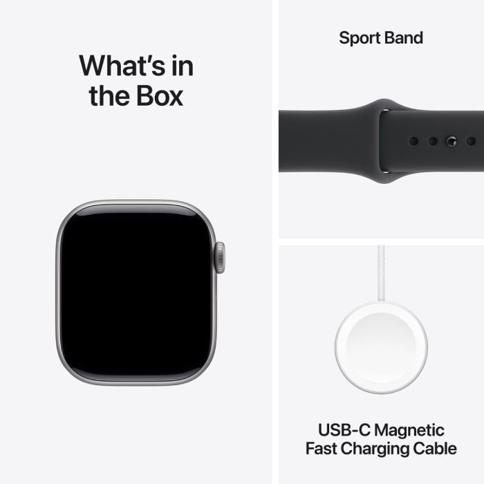 Apple Watch Series 11 Space Grey Aluminium Case with Black Sport Band - Oraxxi