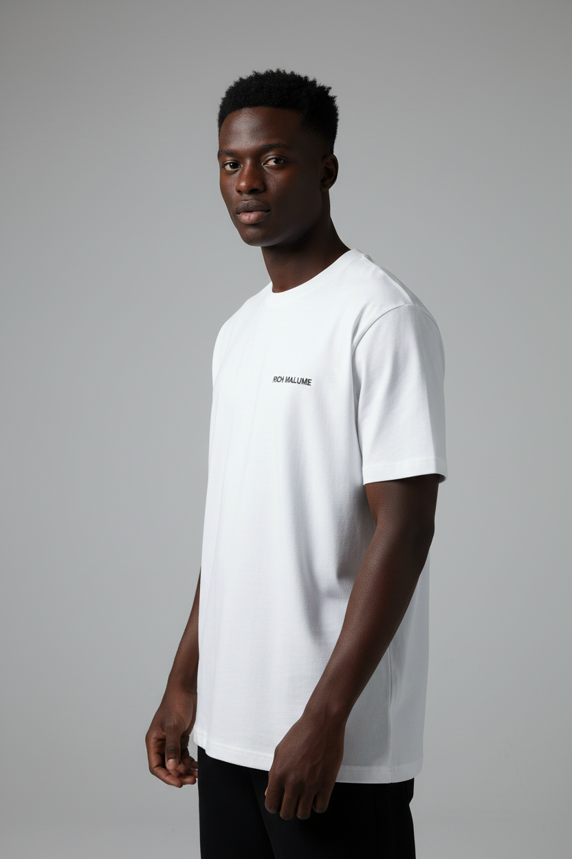 RICH MALUME White Tee - Model Angle